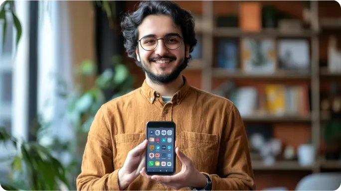 A customer testing a newly built mobile application