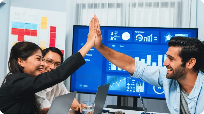 A team using a custom business dashboard